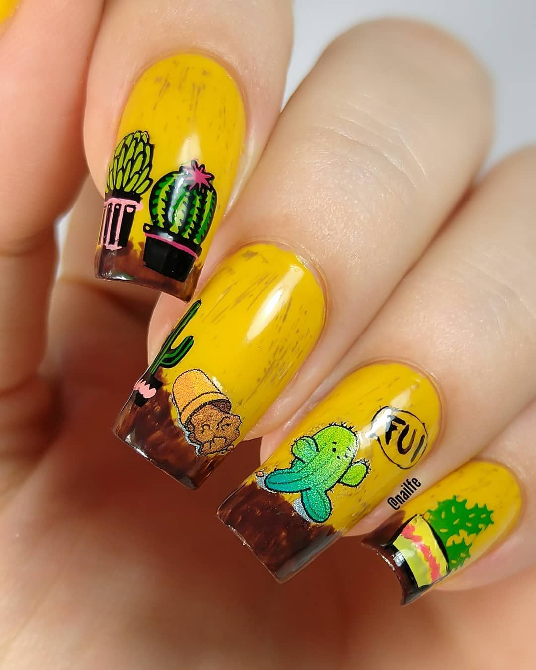 Unha Decorada Cactos