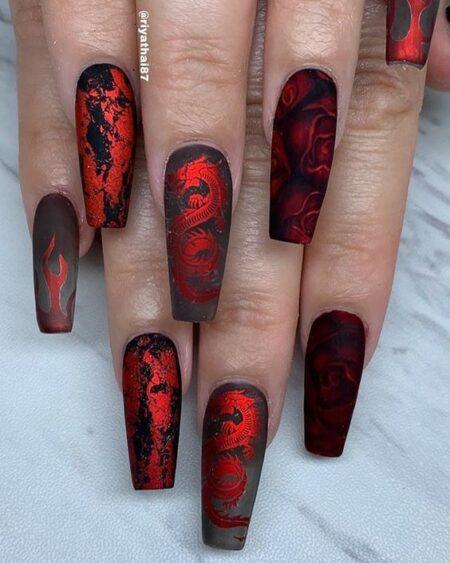 37-ideias-de-unhas-decoradas-preto-e-vermelho