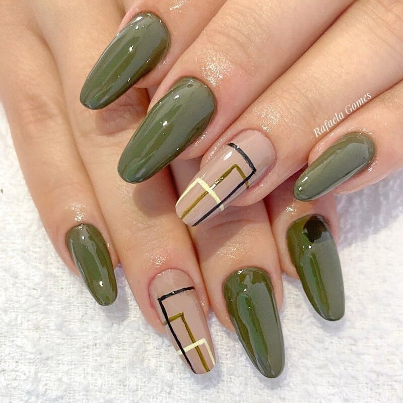 Unha Decorada Verde Militar