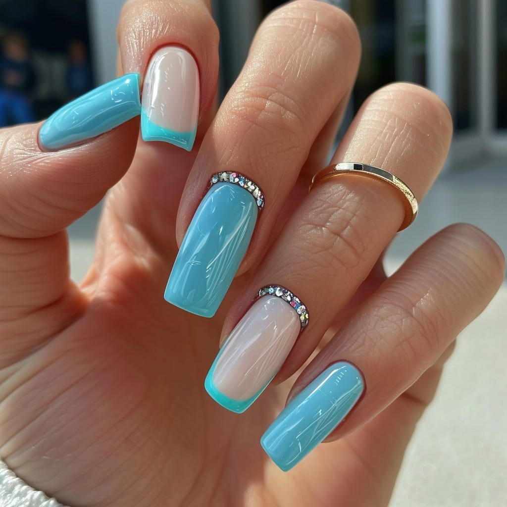 Turquoise Blue Nail Art