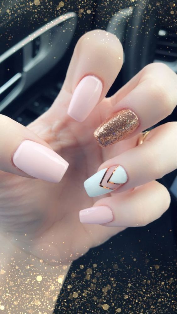 Light Color Decorated Nails