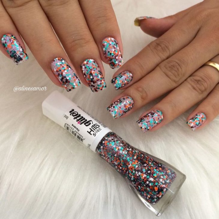 Unha Decorada Com Glitter
