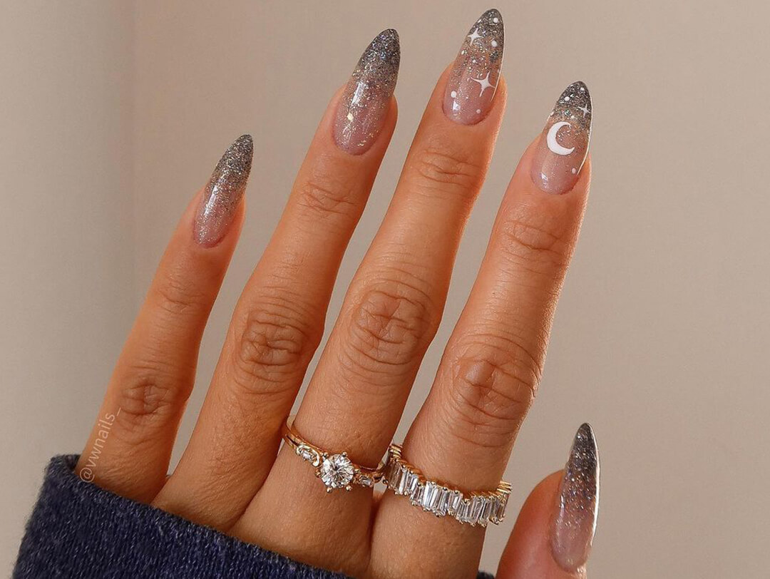 Nail Decorated With Glitter