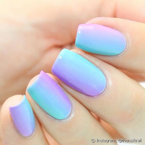Unha Decorada Lilas E Verde