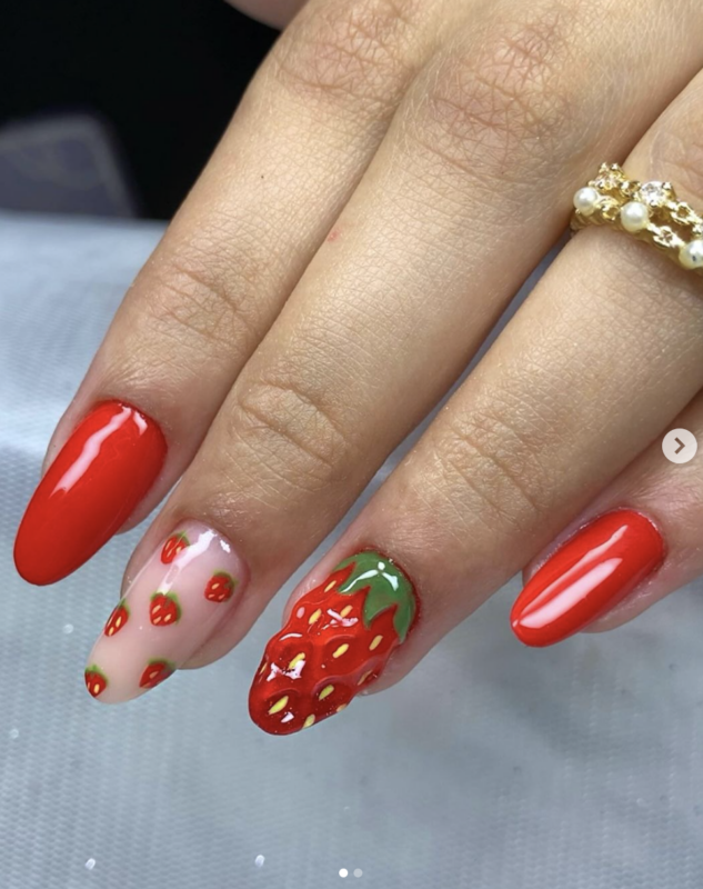 Unha Decorada Morango