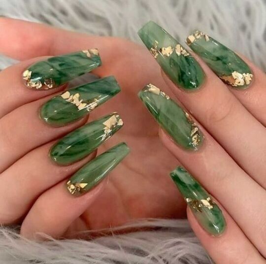 Unhas Delicadas Verde Marmorizada ...