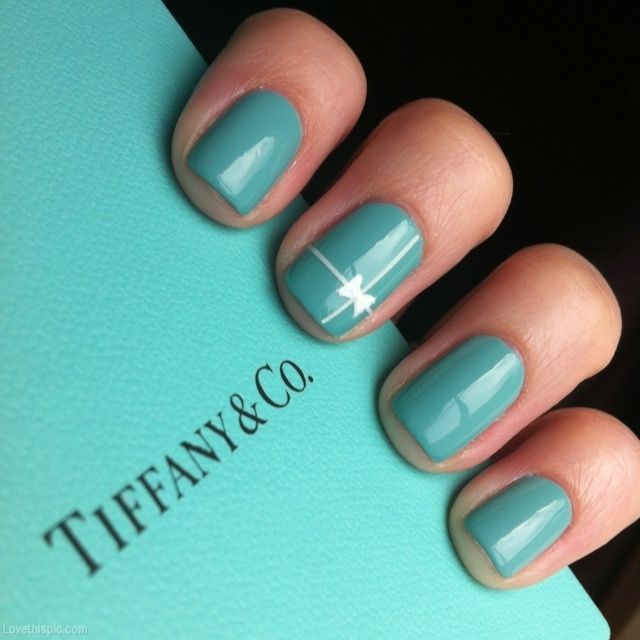 Nails nails blue nail polish bows ...