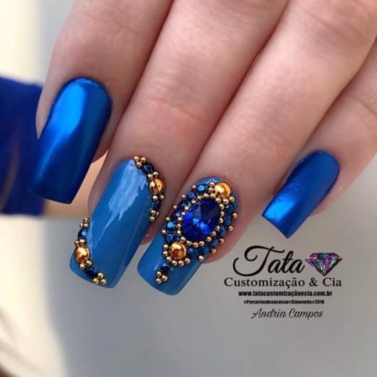 Unha Azul Decorada – Ideias de esmaltes ...