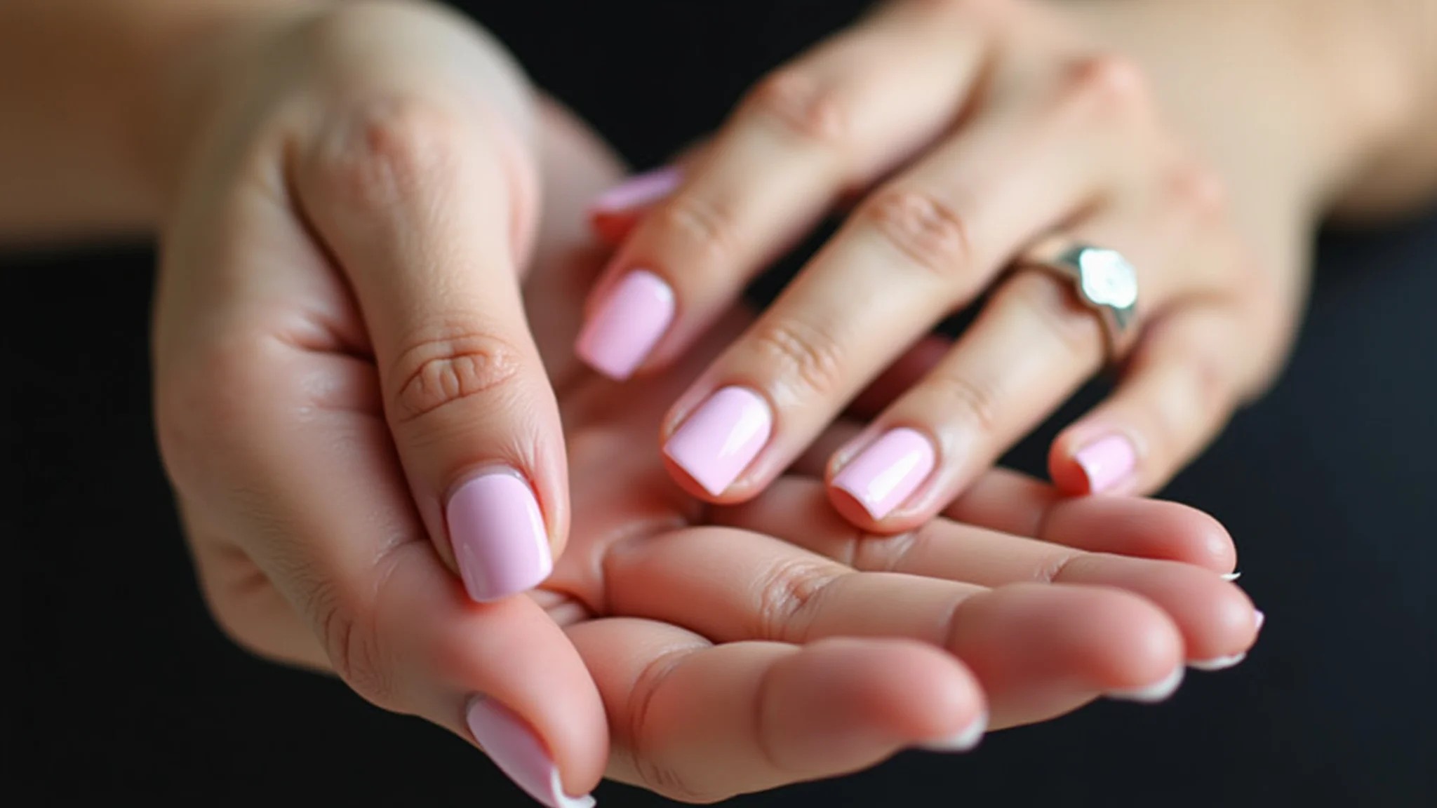 Manicure rosa clássica em mãos diversas, elegante, apoiando o Outubro Rosa.