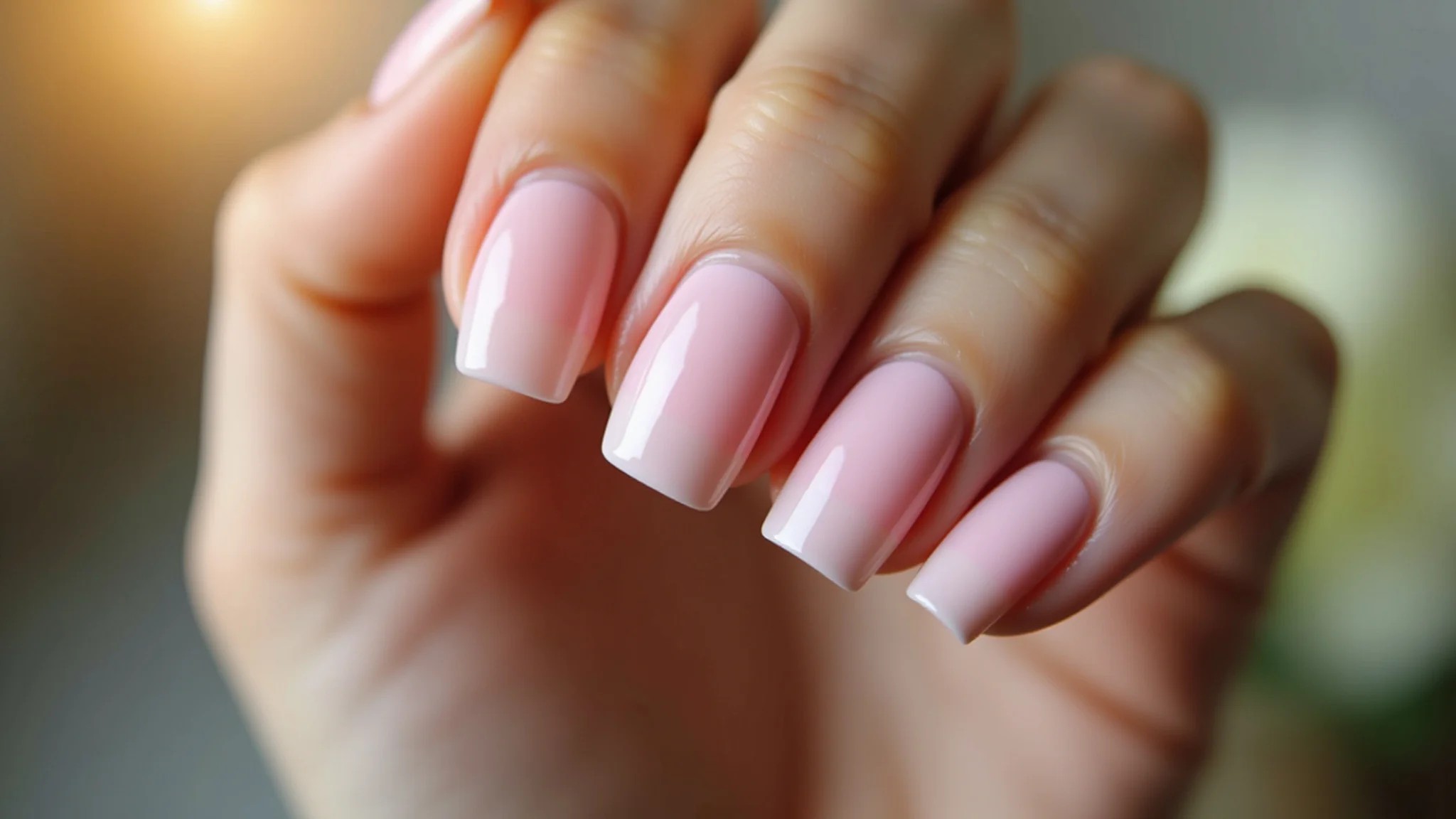 Unhas decoradas clarinhas rosa claro, elegantes e delicadas.
