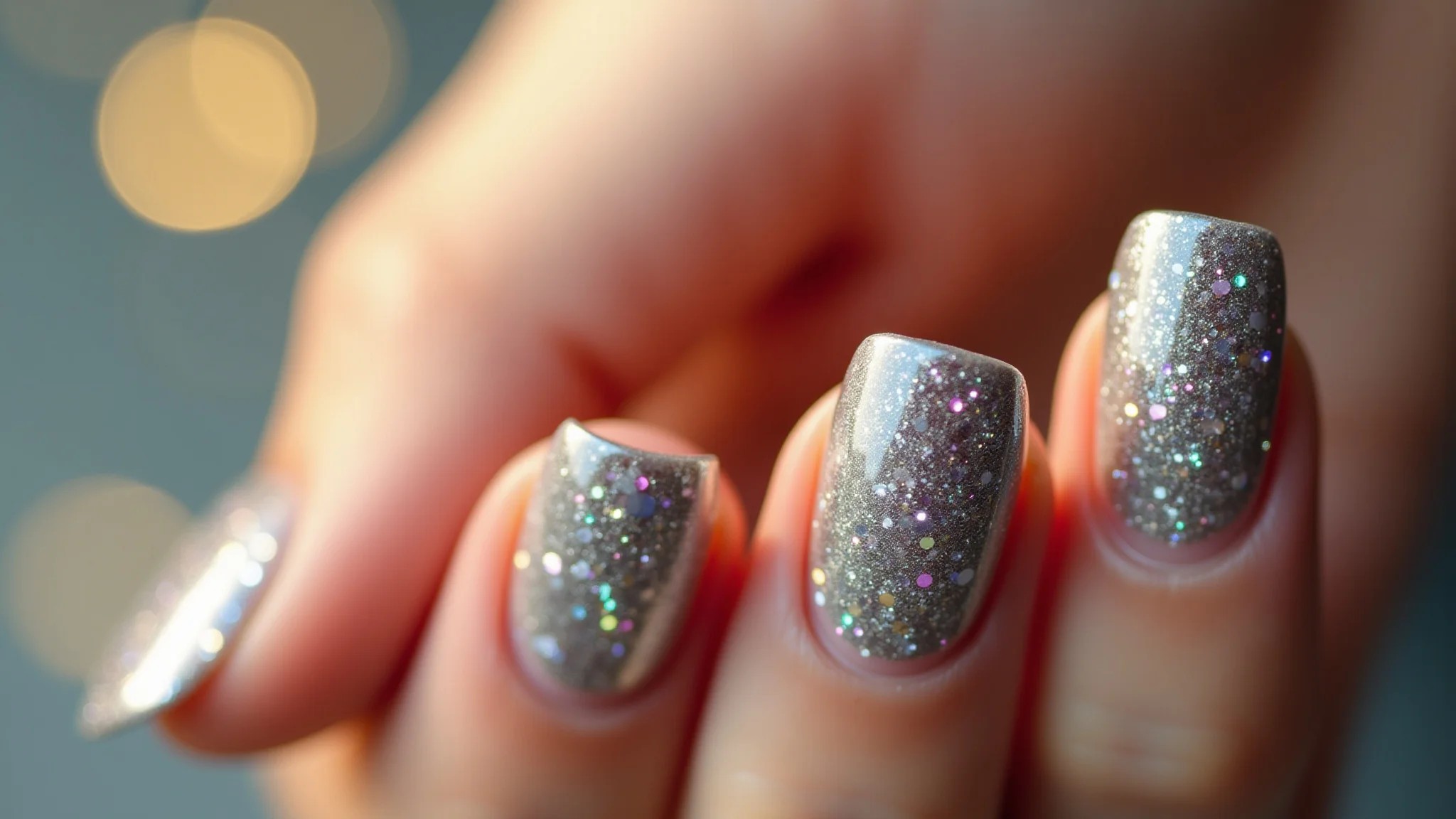 Unhas decoradas para o inverno com glitter e efeito cristal, glamour e sofisticação.