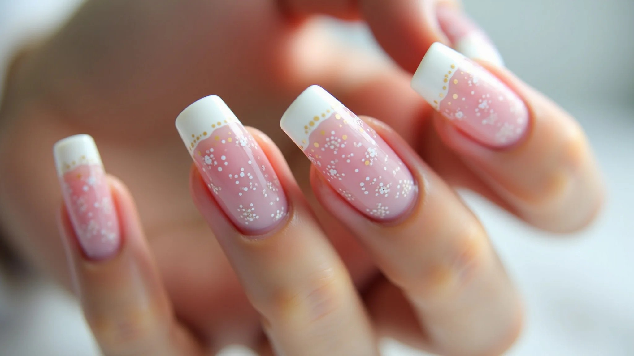 Unhas de fibra de vidro decoradas com francesinha clássica.