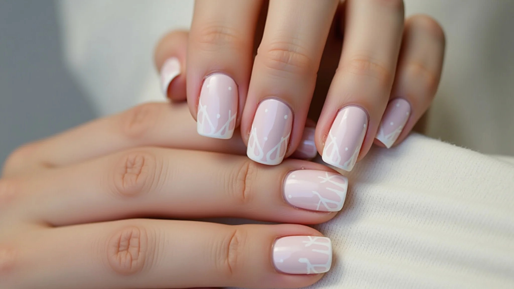 Unhas minimalistas com traços geométricos, estilo moderno e clean.