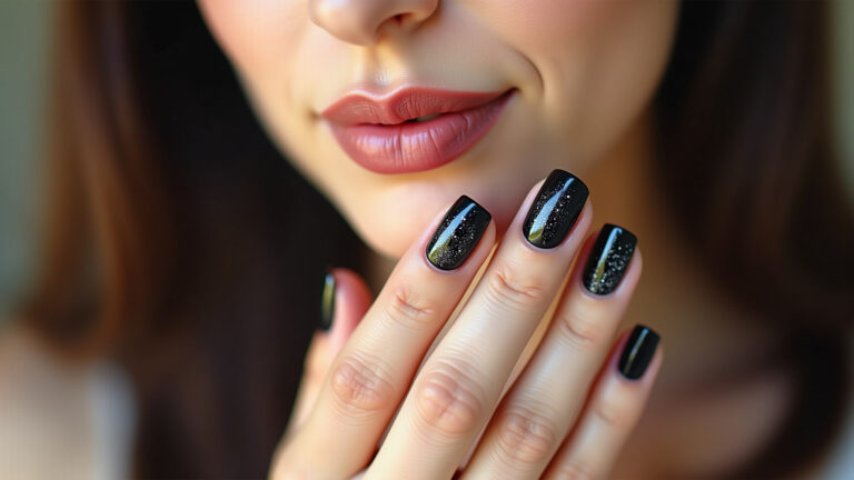 10 Ideias de Unha preta decorada com glitter: um toque de ousadia e sofisticação