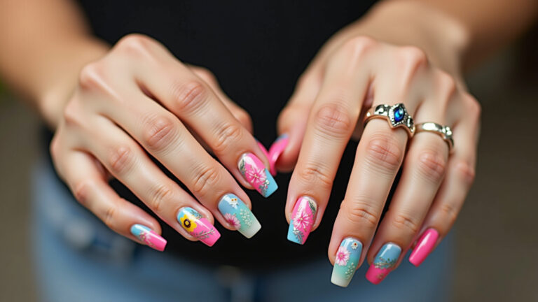 Unha de Fibra de Vidro Decorada