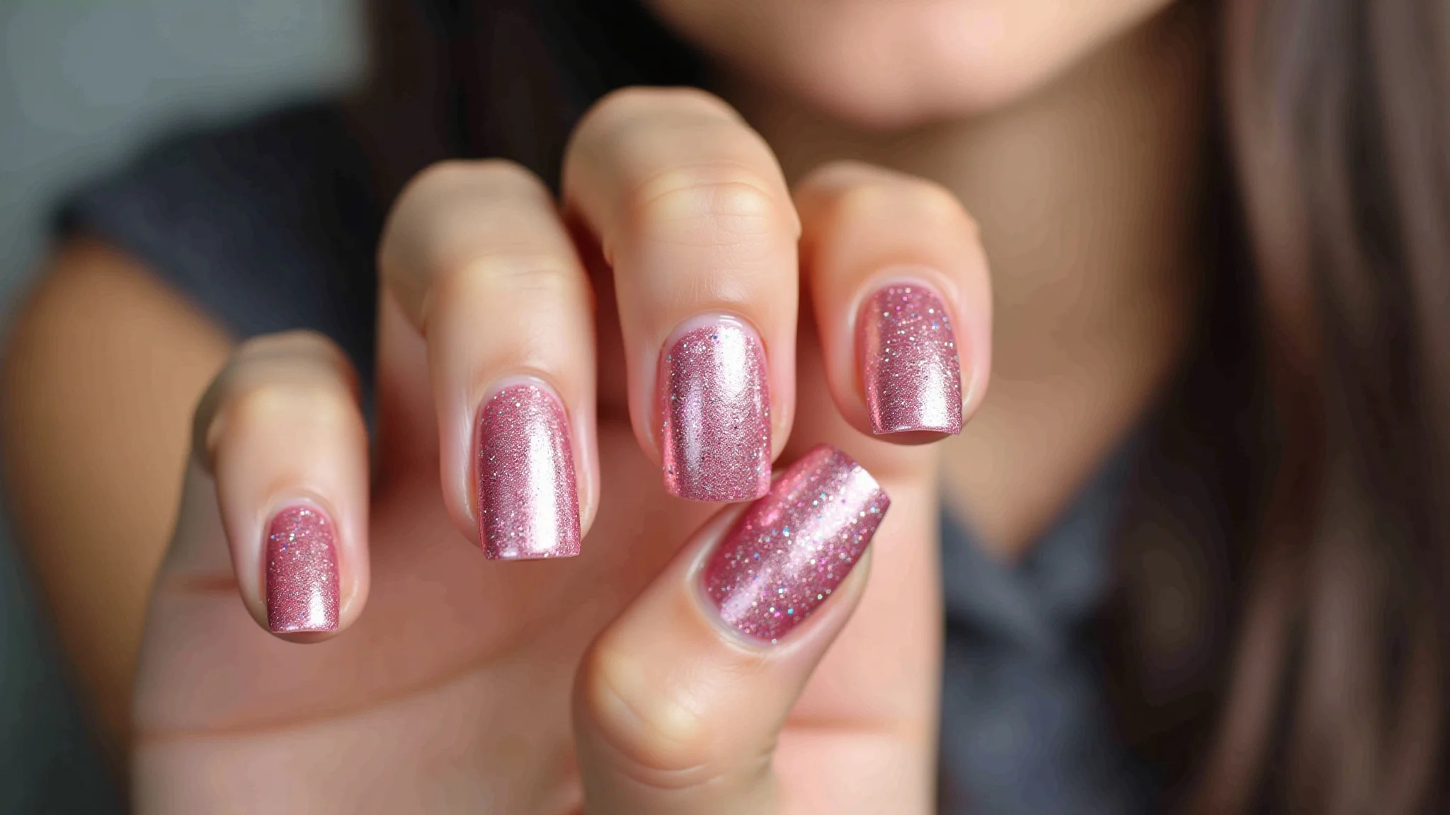 Unhas com glitter, estilo para festa de verão.