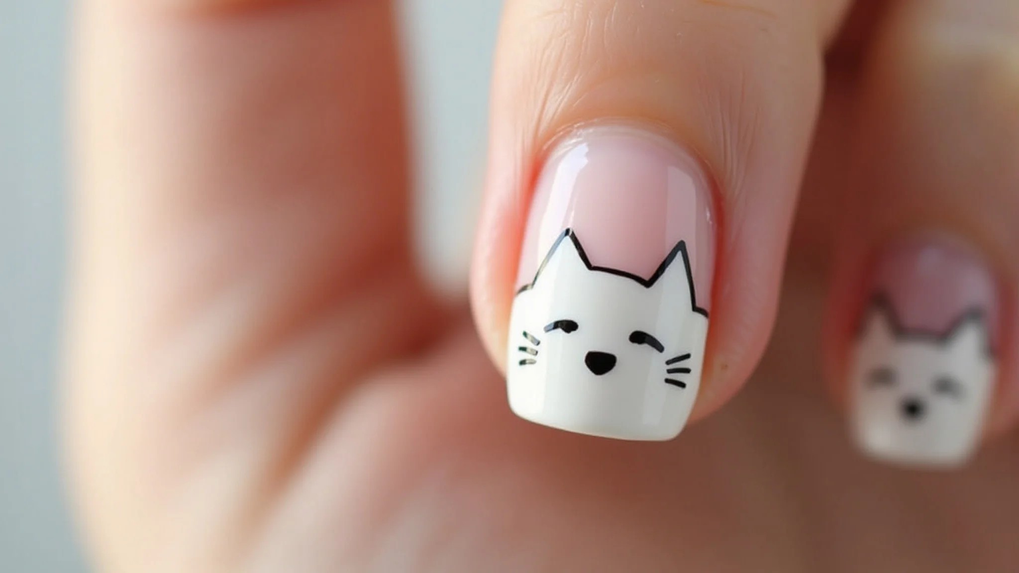Filhote de gato minimalista nas unhas, elegância e discrição.