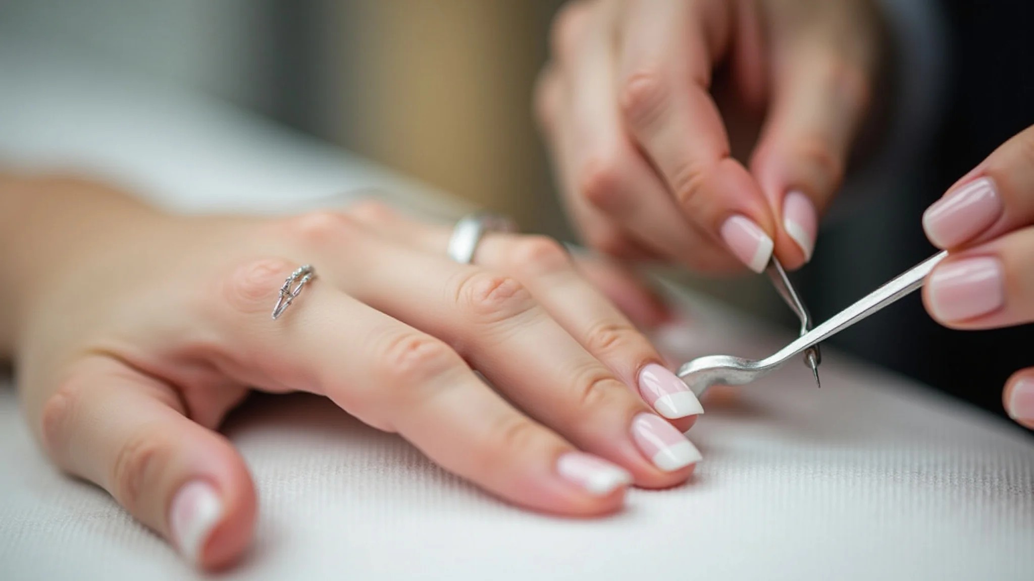 Preparando unhas de fibra de vidro para decoração francesinha.
