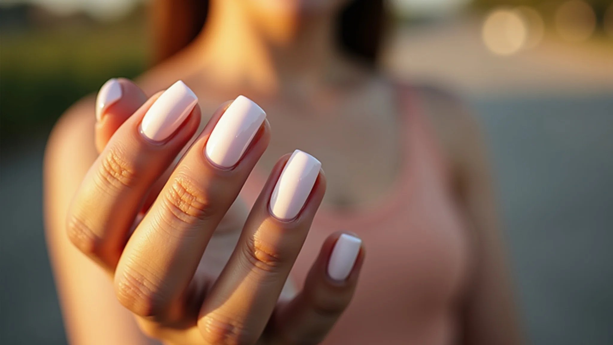 Unhas de fibra de vidro com aparência natural e elegante.