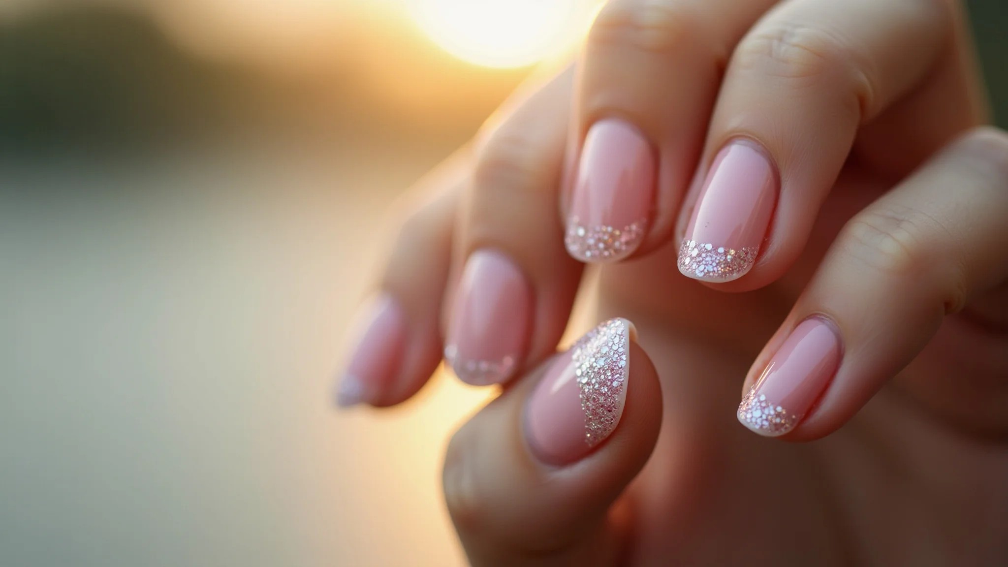 Unhas bailarina com filha única glitterizada, fotografia profissional.