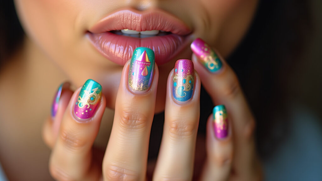 Francesinha colorida para unhas carnavalescas.