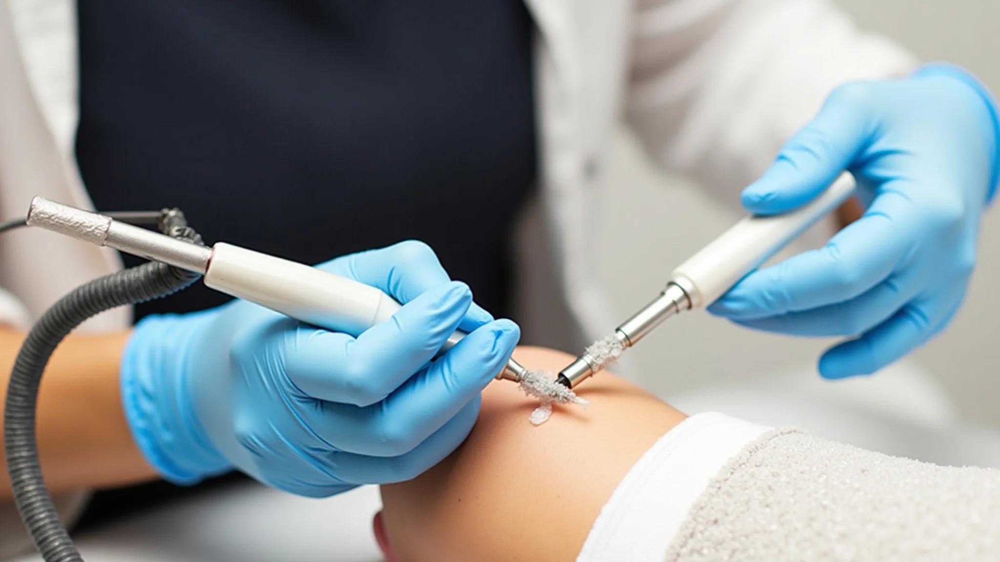 Remoção profissional de unhas de fibra de vidro.