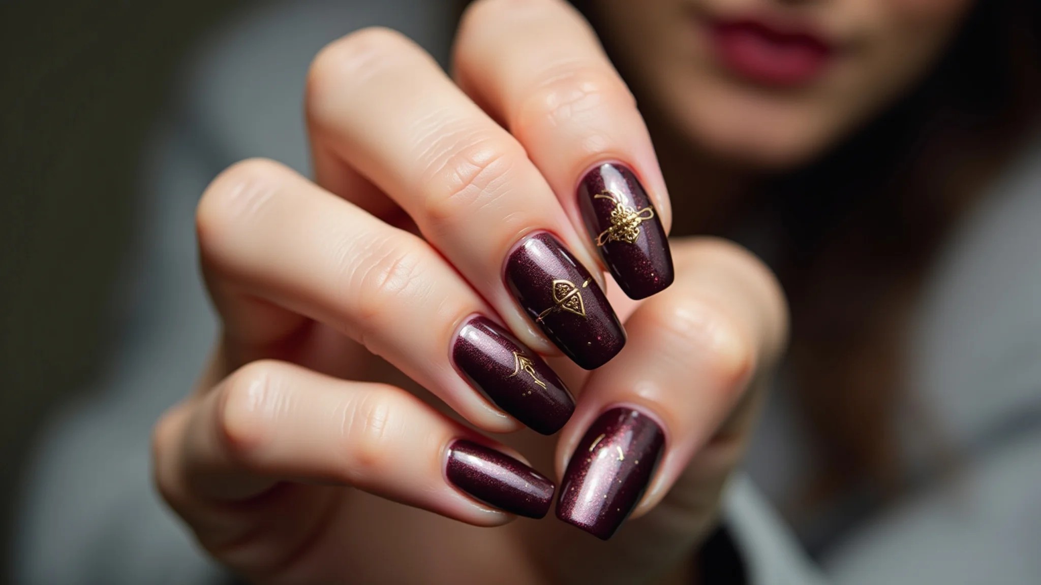 Francesinha invertida com cores escuras, ousadia e elegância para unhas de inverno.