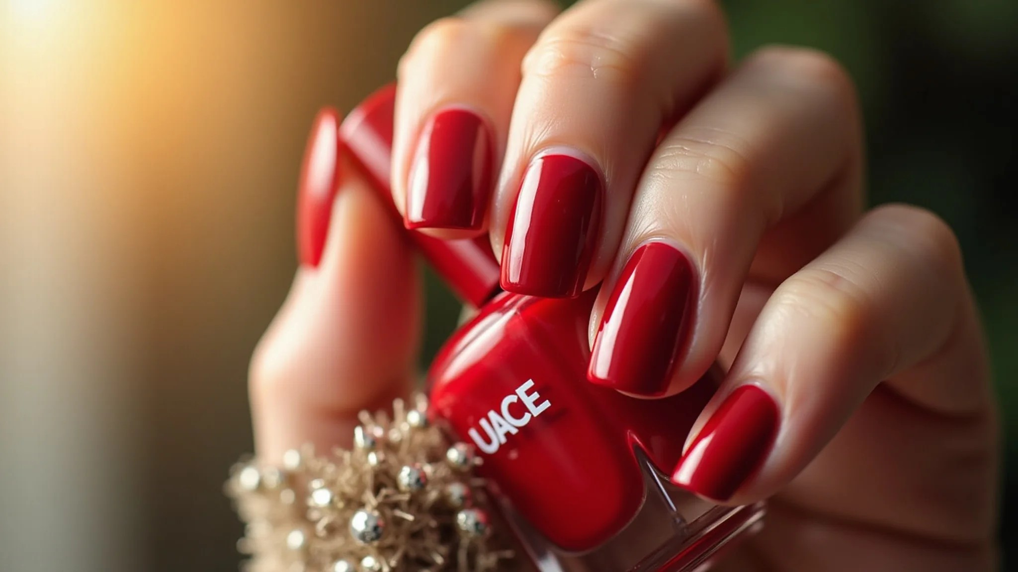 Unhas com efeito de veludo vermelho, toque aveludado e elegante.