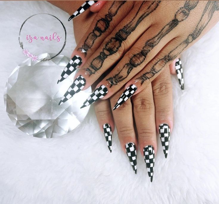 Unhas Decoradas Xadrez Preto ...