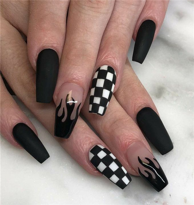 Unhas Decoradas Xadrez Preto ...