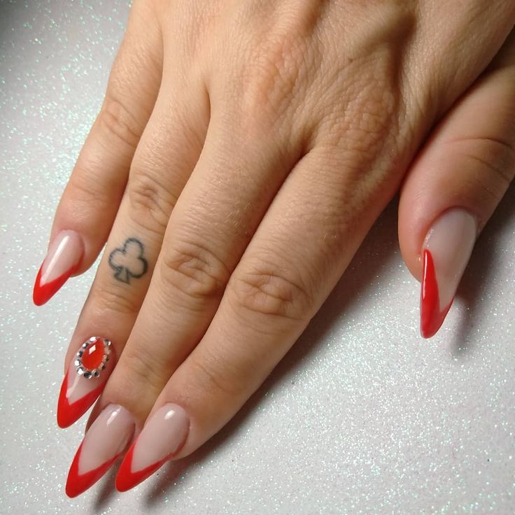 gel, francesa reversa, unha vermelha ...