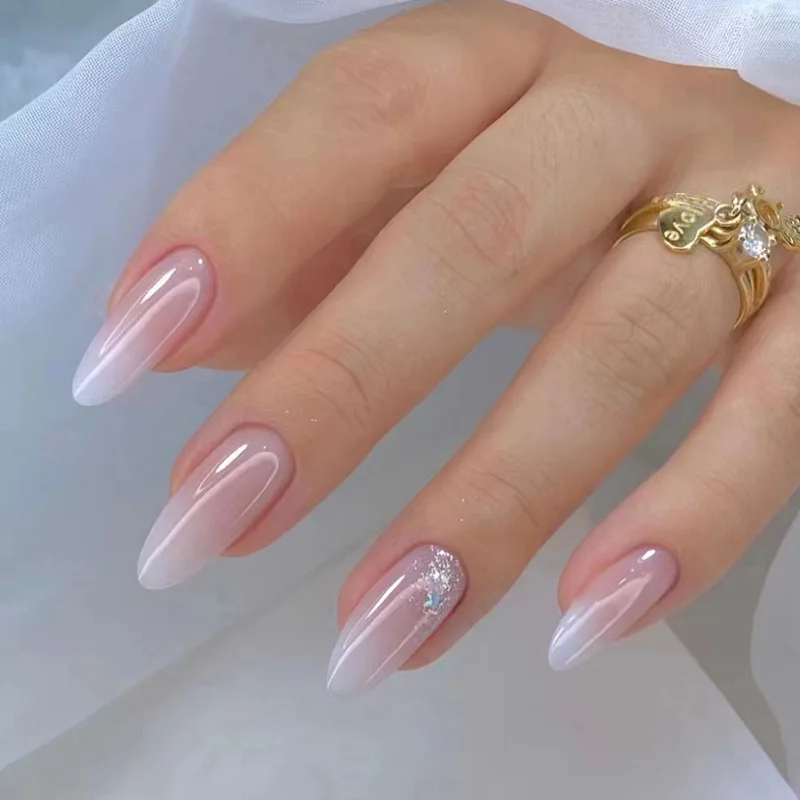 24Pcs Gradient Fake Nails Press on Long ...
