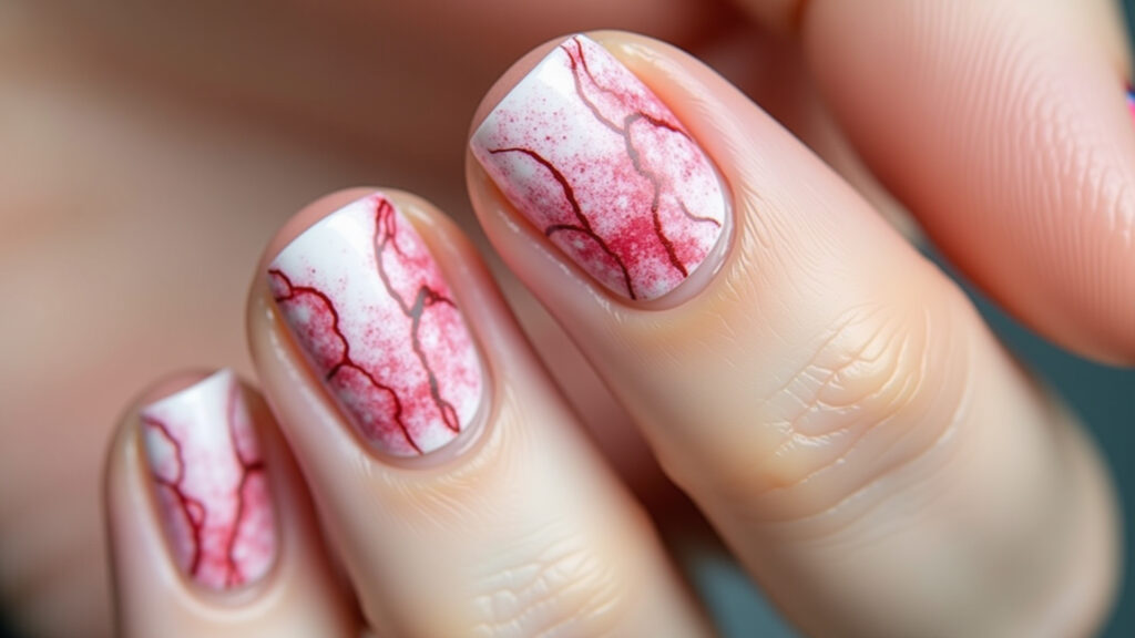 Abstract pink and white nail art, unique design, close-up, 8k, professional photography, sharp Desenhos abstratos rosa e branco: arte.