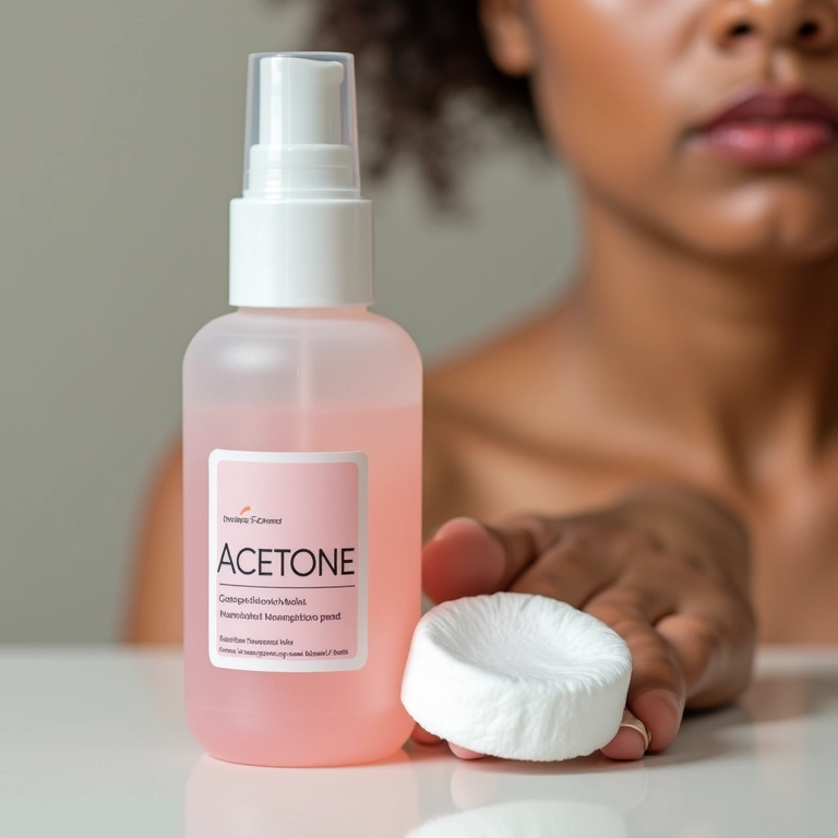 Acetona pura para remoção de esmalte, usar com moderação.