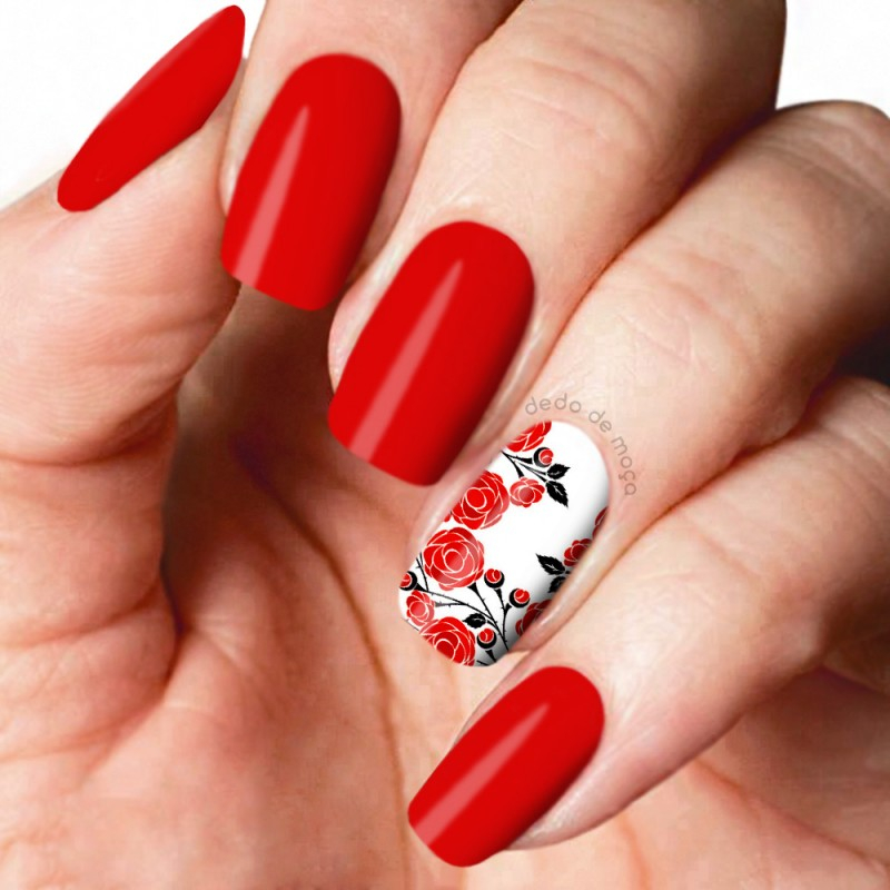 Adesivo para Unha - Rosas Vermelhas ...