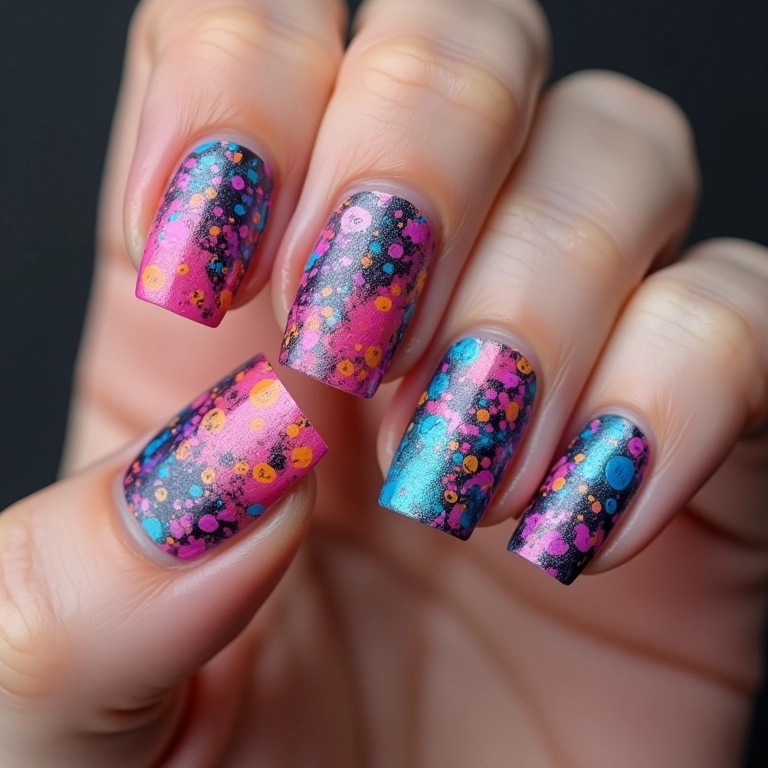 Adesivos e películas com efeito neon para unhas.