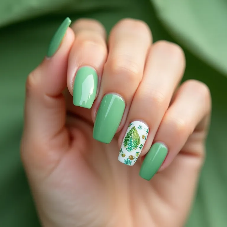 Adesivos e películas em unhas verde claro: praticidade.