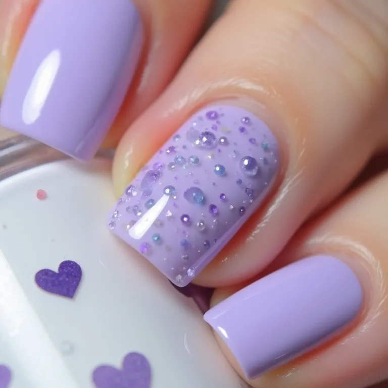 Adesivos e películas para unhas lilás pastel.