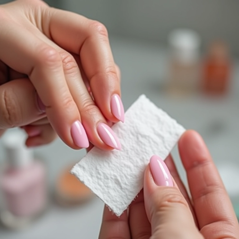 Algodão com acetona removendo esmalte em gel.