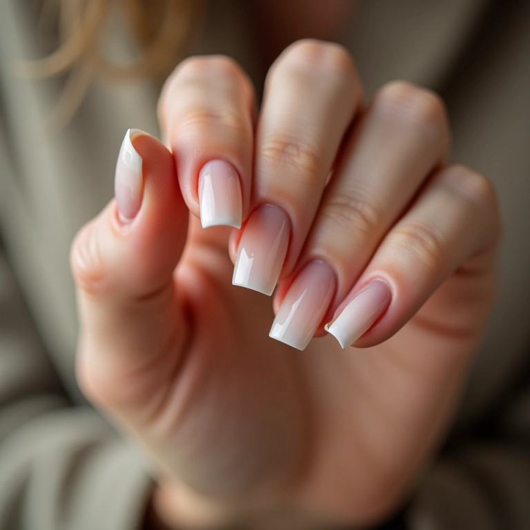 Alongamento natural e elegante com unhas de fibra.
