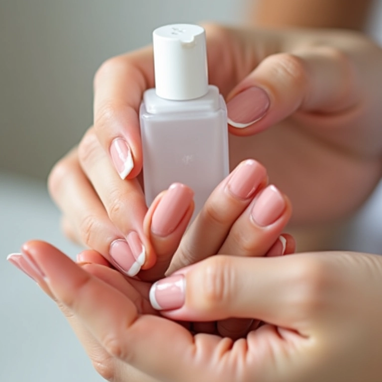 Aplicação de base protetora nas unhas.