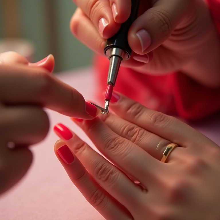 Aplicação de esmalte sob iluminação perfeita.