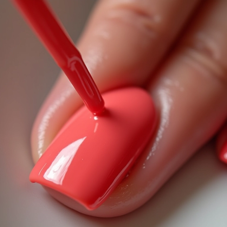 Aplicação de top coat de secagem rápida.
