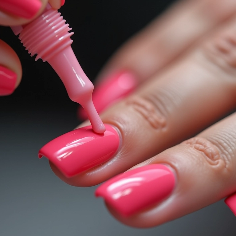 Aplicação de top coat para proteger o esmalte.