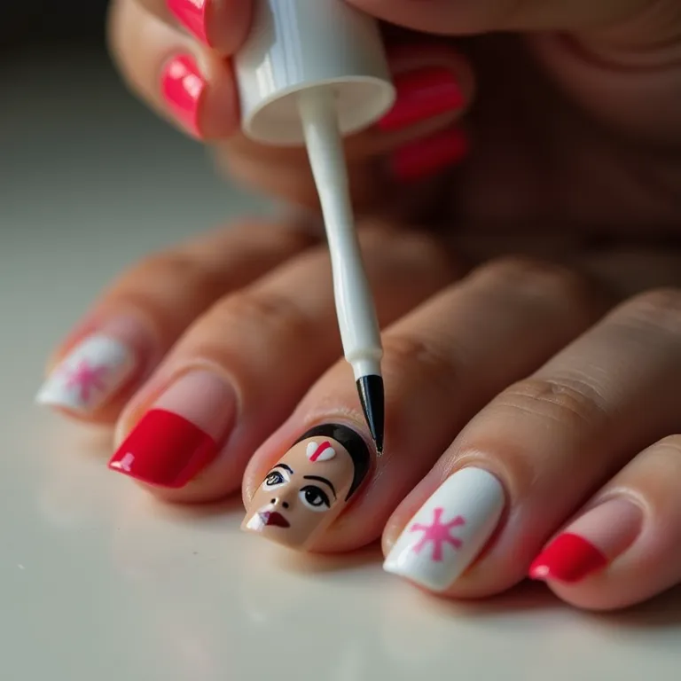 Aplicação de top coat para unhas juninas duradouras.