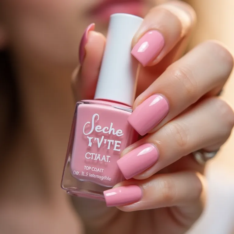 Aplicação do Top Coat Seche Vite para um acabamento brilhante.