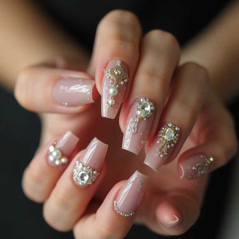 Aplicações em 3D e acessórios em unhas.