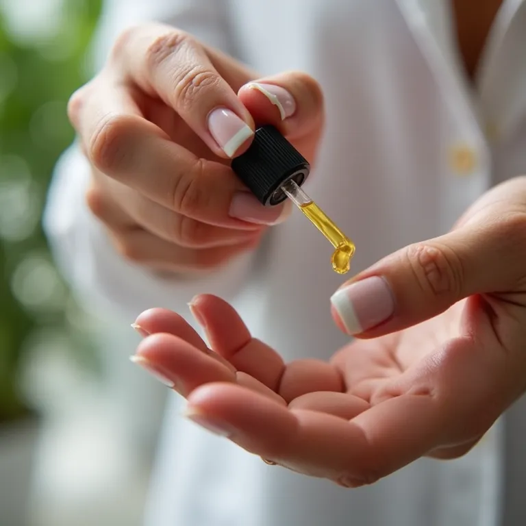 Aplicando óleo de cutícula após a francesinha.