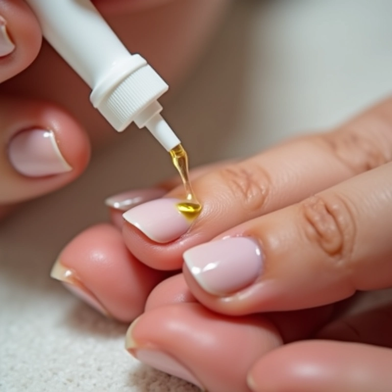 Aplicando óleo de cutícula após remover o esmalte em gel.