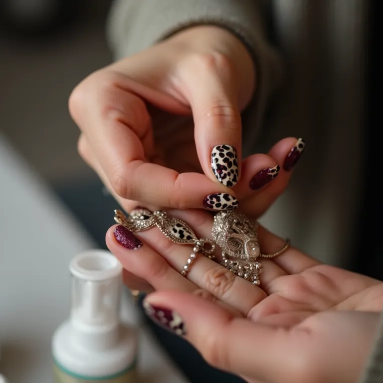 Aplicando top coat para durabilidade da estampa de onça.